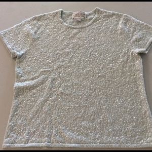 NWOT Beaded Cashmere Sweater - Baby Blue - sz L